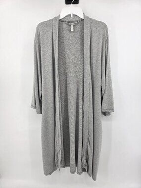 Nordstrom Grey Knit Open Front Robe – Size M – Belt Included 3/4 Sleeve
